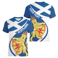 Personalized Scotland Women V-Neck T-Shirt Lion Rampant Flag Style