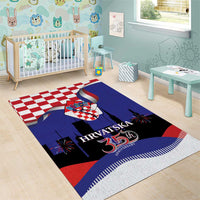 Croatia Independence Day Area Rug Hrvatska Checkerboard 35th Anniversary