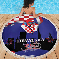 Croatia Independence Day Beach Blanket Hrvatska Checkerboard 35th Anniversary