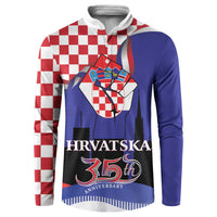 Croatia Independence Day Button Sweatshirt Hrvatska Checkerboard 35th Anniversary