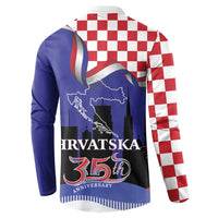 Croatia Independence Day Button Sweatshirt Hrvatska Checkerboard 35th Anniversary