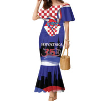 Croatia Independence Day Family Matching Mermaid Dress and Hawaiian Shirt Hrvatska Checkerboard 35th Anniversary