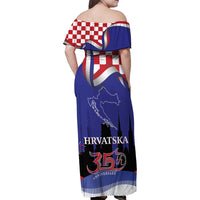 Croatia Independence Day Family Matching Off Shoulder Maxi Dress and Hawaiian Shirt Hrvatska Checkerboard 35th Anniversary