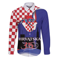 Croatia Independence Day Family Matching Puletasi and Hawaiian Shirt Hrvatska Checkerboard 35th Anniversary
