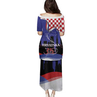 Croatia Independence Day Family Matching Puletasi and Hawaiian Shirt Hrvatska Checkerboard 35th Anniversary
