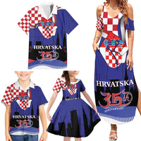 Croatia Independence Day Family Matching Summer Maxi Dress and Hawaiian Shirt Hrvatska Checkerboard 35th Anniversary