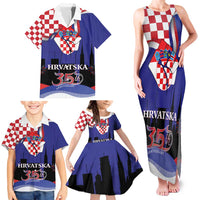 Croatia Independence Day Family Matching Tank Maxi Dress and Hawaiian Shirt Hrvatska Checkerboard 35th Anniversary