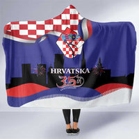 Croatia Independence Day Hooded Blanket Hrvatska Checkerboard 35th Anniversary
