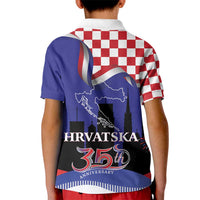 Croatia Independence Day Kid Polo Shirt Hrvatska Checkerboard 35th Anniversary