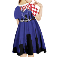 Croatia Independence Day Kid Short Sleeve Dress Hrvatska Checkerboard 35th Anniversary