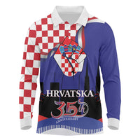 Croatia Independence Day Long Sleeve Polo Shirt Hrvatska Checkerboard 35th Anniversary