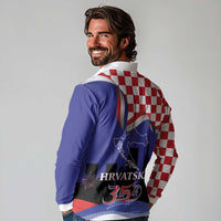 Croatia Independence Day Long Sleeve Polo Shirt Hrvatska Checkerboard 35th Anniversary