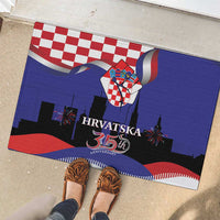 Croatia Independence Day Rubber Doormat Hrvatska Checkerboard 35th Anniversary