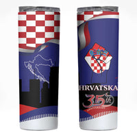 Croatia Independence Day Skinny Tumbler Hrvatska Checkerboard 35th Anniversary