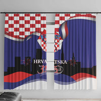 Croatia Independence Day Window Curtain Hrvatska Checkerboard 35th Anniversary