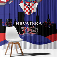 Croatia Independence Day Window Curtain Hrvatska Checkerboard 35th Anniversary