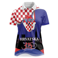 Croatia Independence Day Women Polo Shirt Hrvatska Checkerboard 35th Anniversary