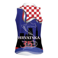Croatia Independence Day Women Sleeveless Polo Shirt Hrvatska Checkerboard 35th Anniversary