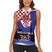 Croatia Independence Day Women Sleeveless Polo Shirt Hrvatska Checkerboard 35th Anniversary