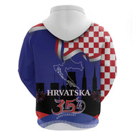 Croatia Independence Day Zip Hoodie Hrvatska Checkerboard 35th Anniversary