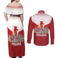 Poland Constitution Day Couples Matching Off Shoulder Maxi Dress and Long Sleeve Button Shirt Warsaw Capital Mazurek Dabrowskiego