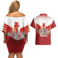 Poland Constitution Day Couples Matching Off Shoulder Short Dress and Hawaiian Shirt Warsaw Capital Mazurek Dabrowskiego
