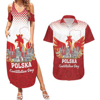 Poland Constitution Day Couples Matching Summer Maxi Dress and Hawaiian Shirt Warsaw Capital Mazurek Dabrowskiego