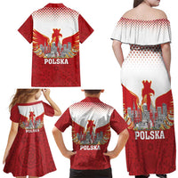 Poland Constitution Day Family Matching Off Shoulder Maxi Dress and Hawaiian Shirt Warsaw Capital Mazurek Dabrowskiego