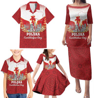 Poland Constitution Day Family Matching Puletasi and Hawaiian Shirt Warsaw Capital Mazurek Dabrowskiego