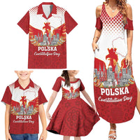 Poland Constitution Day Family Matching Summer Maxi Dress and Hawaiian Shirt Warsaw Capital Mazurek Dabrowskiego