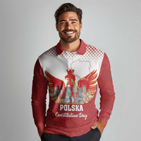 Poland Constitution Day Long Sleeve Polo Shirt Warsaw Capital Mazurek Dabrowskiego
