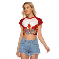 Poland Constitution Day Raglan Cropped T Shirt Warsaw Capital Mazurek Dabrowskiego