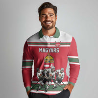 Hungary Hockey Custom Long Sleeve Polo Shirt Magyars Pride National Team