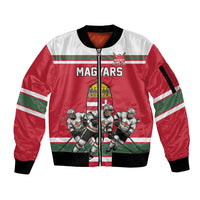 Hungary Hockey Custom Sleeve Zip Bomber Jacket Magyars Pride National Team