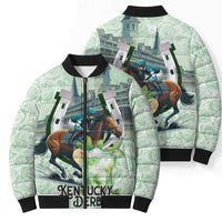 Kentucky Horse Racing Bomber Puffer Jacket Mint Julep Run For The Roses Art