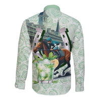 Kentucky Horse Racing Long Sleeve Button Shirt Mint Julep Run For The Roses Art