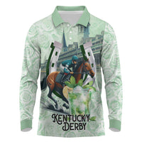 Kentucky Horse Racing Long Sleeve Polo Shirt Mint Julep Run For The Roses Art