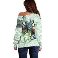 Kentucky Horse Racing Off Shoulder Sweater Mint Julep Run For The Roses Art
