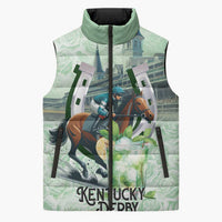 Kentucky Horse Racing Sleeveless Puffer Jacket Mint Julep Run For The Roses Art