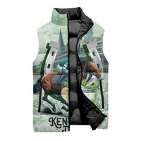 Kentucky Horse Racing Sleeveless Puffer Jacket Mint Julep Run For The Roses Art