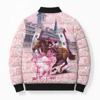 Kentucky Horse Racing Bomber Puffer Jacket Rose Run For The Roses Derby Art