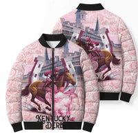 Kentucky Horse Racing Bomber Puffer Jacket Rose Run For The Roses Derby Art