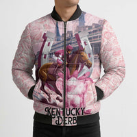 Kentucky Horse Racing Bomber Puffer Jacket Rose Run For The Roses Derby Art