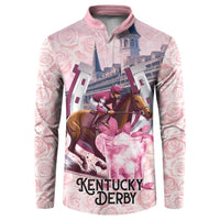 Kentucky Horse Racing Button Sweatshirt Rose Run For The Roses Derby Art