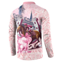 Kentucky Horse Racing Button Sweatshirt Rose Run For The Roses Derby Art