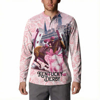 Kentucky Horse Racing Button Sweatshirt Rose Run For The Roses Derby Art