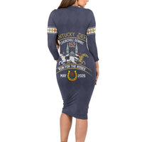 152nd Kentucky Horse Racing Long Sleeve Bodycon Dress Derby Run For The Roses Vintage