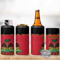 Personalized Haiti 1964 4 in 1 Can Cooler Tumbler Coat Of Arms Flag Style