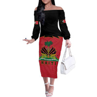 Personalized Haiti 1964 Family Matching Off The Shoulder Long Sleeve Dress and Hawaiian Shirt Coat Of Arms Flag Style