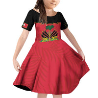 Personalized Haiti 1964 Family Matching Off Shoulder Short Dress and Hawaiian Shirt Coat Of Arms Flag Style